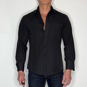 H&M Black Pinstripe Casual Button Down Shirt